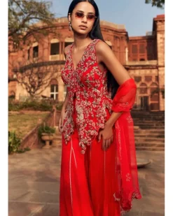 Humaira Chiffon Jacket And Sharara Set