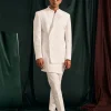 Ice Asymmetric Giza Cotton Bandhgala Set