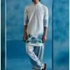 Ice Blue Silk Chanderi Hand-Painted Kurta Set