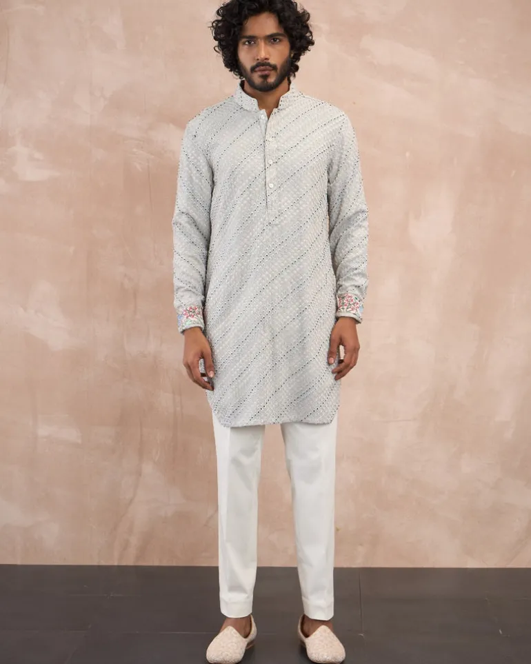 Ice Grey Nerds Kora Nehru Jacket Set