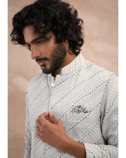 Ice Grey Nerds Kora Nehru Jacket Set