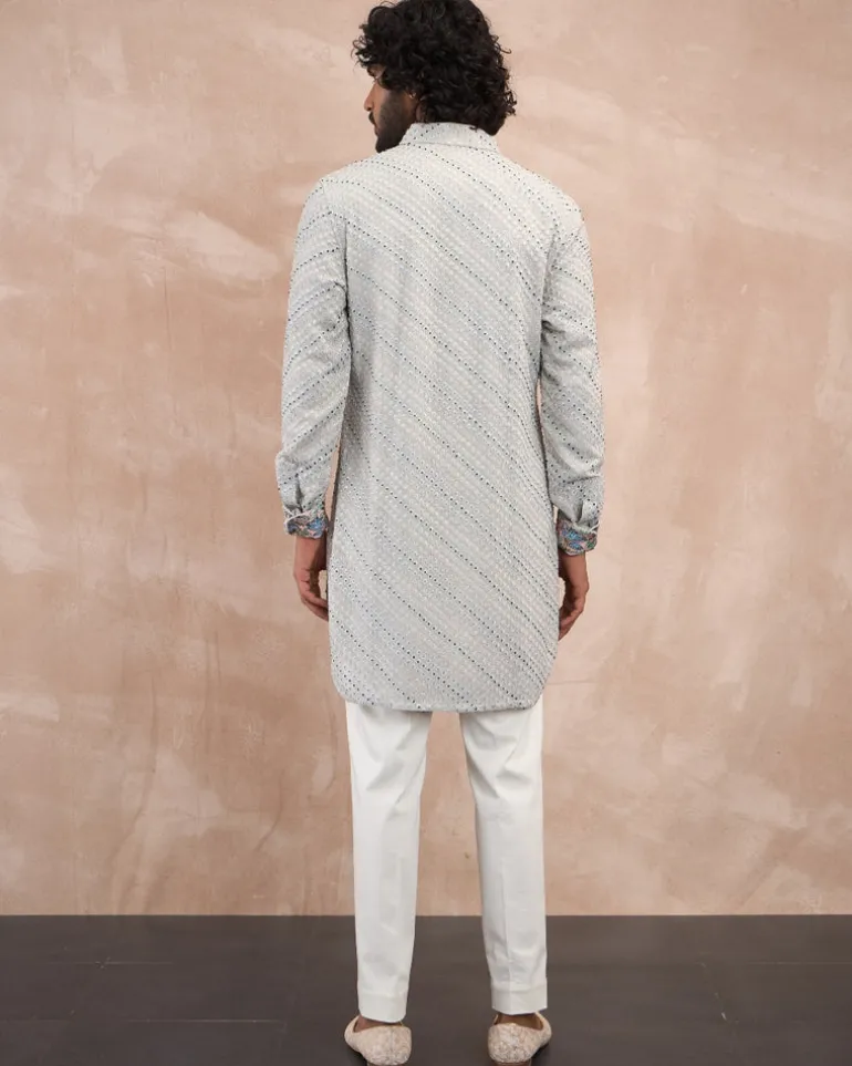 Ice Grey Nerds Kora Nehru Jacket Set