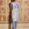 Indigo Blue Thikri Print and Highlighted Kurta Set