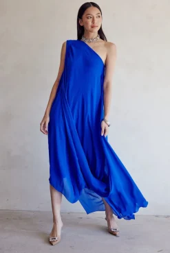 Indigo One Shoulder Dress