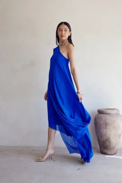 Indigo One Shoulder Dress