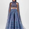 Ink Blue Braided Metallic Lehenga Set