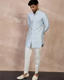 Ivory - Powder Blue Maze Foe Kurta Set