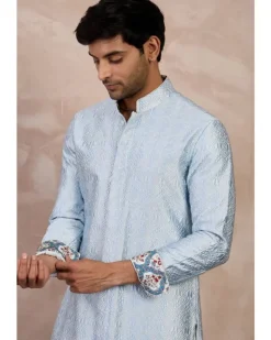 Ivory - Powder Blue Maze Foe Kurta Set