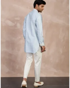 Ivory - Powder Blue Maze Foe Kurta Set