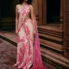 Ivory Abstract Floral Pre-Stitched Sari Set