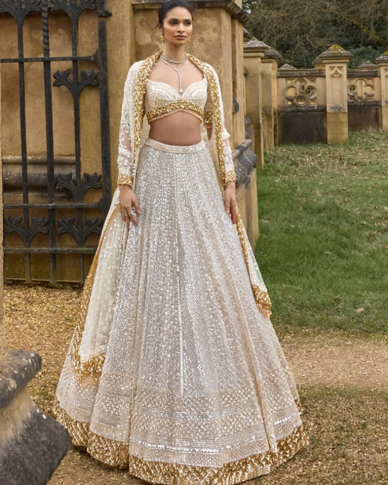 Ivory & Gold Highlighted Lehenga Set