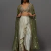 Ivory & Green Drape Skirt Set
