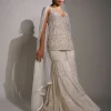 Ivory And Gold Embroidered Sharara Set