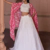 Ivory And Magenta Cape Set