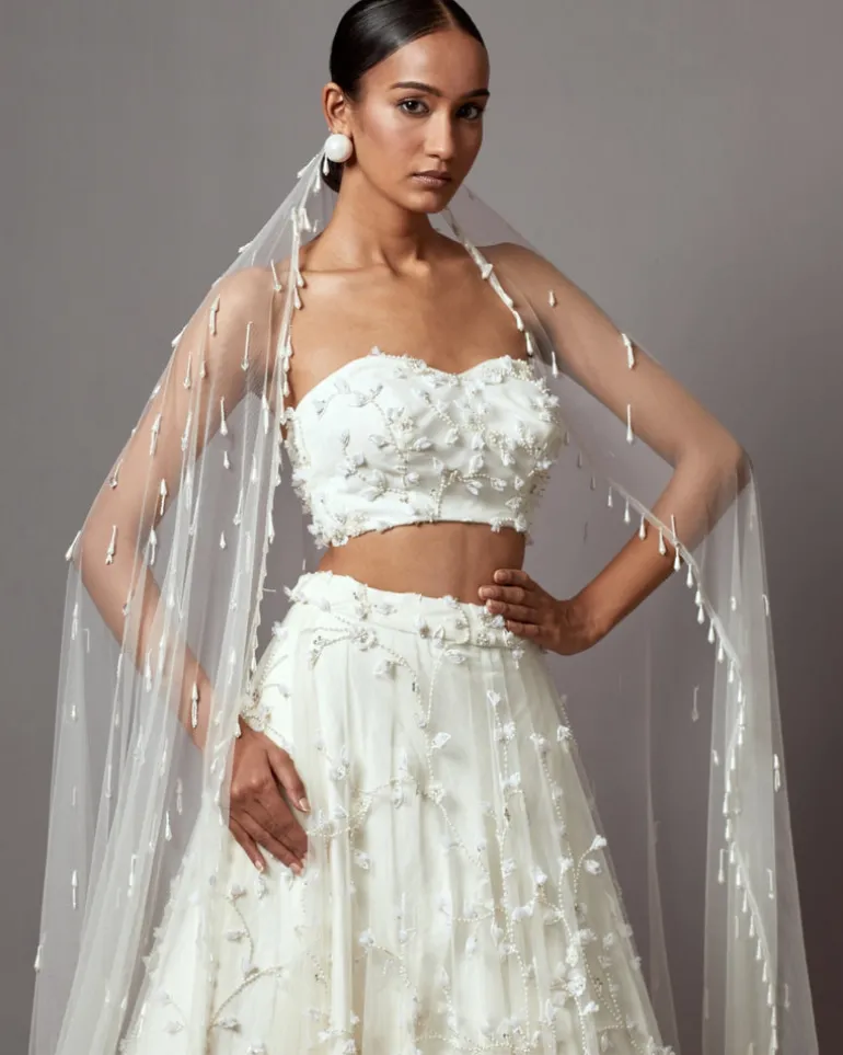 Ivory Bellflower Lehenga Set
