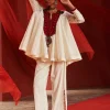Ivory Chanderi Peplum & Slit Pant Set