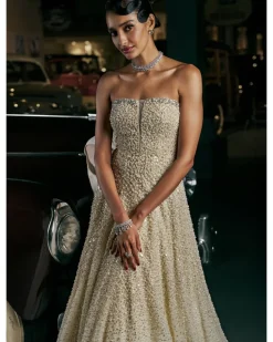 Ivory Corset Fit Pearl Gown