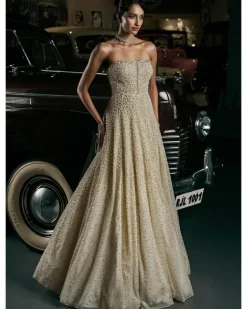 Ivory Corset Fit Pearl Gown
