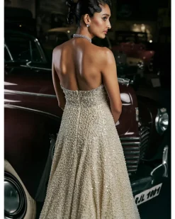 Ivory Corset Fit Pearl Gown