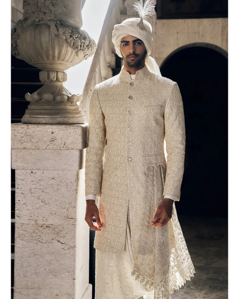 Ivory Dori Embroidered Sherwani Set