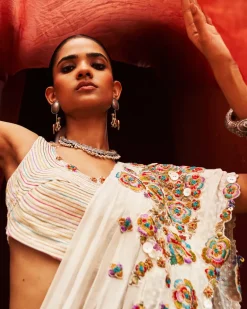 Ivory Drape Skirt with Drape Dupatta Set