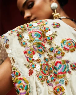 Ivory Drape Skirt with Drape Dupatta Set