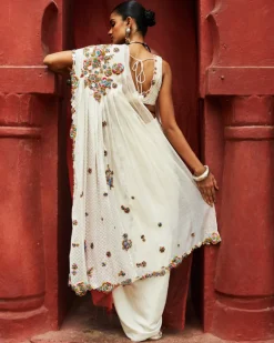 Ivory Drape Skirt with Drape Dupatta Set