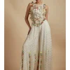 Ivory Embroidered Back Tie-Up Choli With Sharara Set