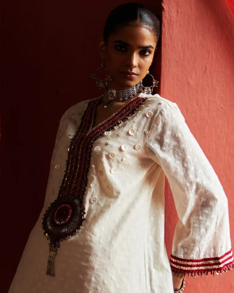 Ivory Embroidered Co-Ord Set