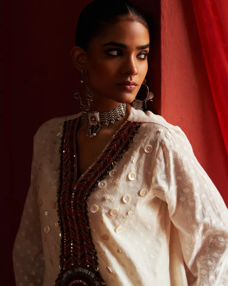 Ivory Embroidered Co-Ord Set