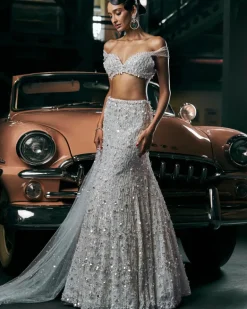 Ivory Embroidered Mermaid Skirt Set