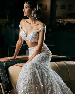 Ivory Embroidered Mermaid Skirt Set