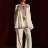 Ivory Embroidered Peplum Set