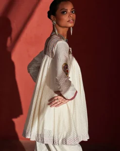 Ivory Embroidered Peplum Set