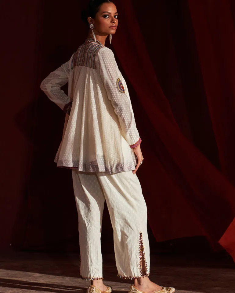 Ivory Embroidered Peplum Set