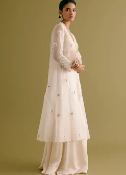 Ivory Embroidered Sharara And Jacket Set