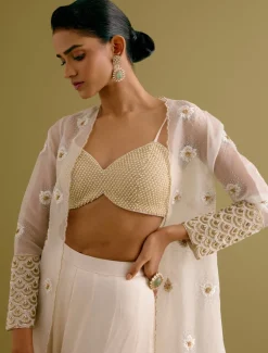 Ivory Embroidered Sharara And Jacket Set