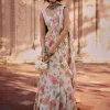 Ivory Floral Chintz Pre-Draped Sari Set