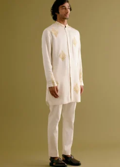 Ivory Front-Open Dori Embroidered Kurta Set