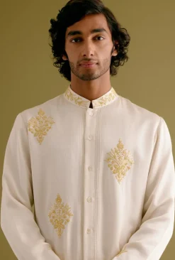 Ivory Front-Open Dori Embroidered Kurta Set