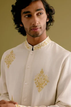 Ivory Front-Open Dori Embroidered Kurta Set