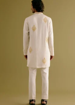 Ivory Front-Open Dori Embroidered Kurta Set