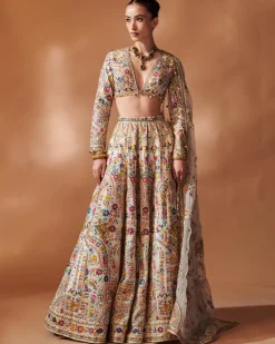 Ivory Full Sleeve Lehenga Set