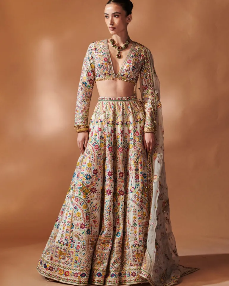 Ivory Full Sleeve Lehenga Set