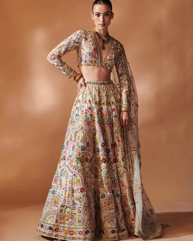 Ivory Full Sleeve Lehenga Set