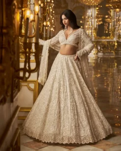 Ivory Gold Floral Lehenga Set