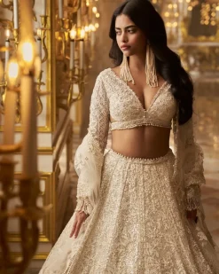 Ivory Gold Floral Lehenga Set