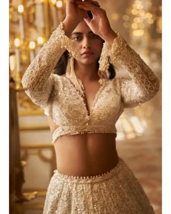 Ivory Gold Floral Lehenga Set