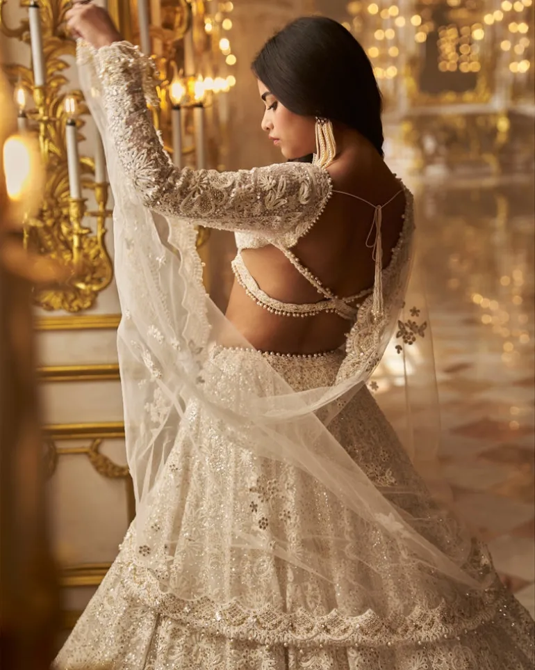 Ivory Gold Floral Lehenga Set
