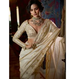 Ivory Gold Gota Patti Sari